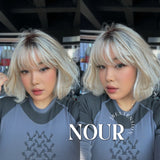 JBEXTENSION 11 Inches Mix Blonde Curly Pre-Cut T Part Snowflake Lace Frontlace Glueless Wig NOUR【BENDY EAR TABS】