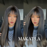 JBEXTENSION MAKAYLA MONO Monofilament Handmade Wig 6X5 Full Monofilament Hand Tied Top Wig 23 Inches Long Black Straight Mono Lace Handmade Futura Fiber Glueless Black Sapphire Wig MAKAYLA MONO【BENDY EAR TABS】