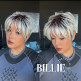 JBEXTENSION 9 Inches Pixie Cut Blonde Pre-Cut Frontlace Glueless Black Sapphire Wig BILLIE