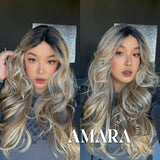 JBEXTENSION 22 Inches Mix Blonde Pre-Cut Side Part Frontlace Glueless Black Sapphire Wig AMARA