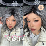 JBEXTENSION NICOLA MONO Monofilament Handmade Wig 6X5 Full Monofilament Hand Tied Top Wig 14 Inches Salt and Pepper Mono Lace Wig Glueless Wig NICOLA MONO【BENDY EAR TABS】