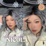 JBEXTENSION NICOLA MONO Monofilament Handmade Wig 6X5 Full Monofilament Hand Tied Top Wig 14 Inches Salt and Pepper Mono Lace Wig Glueless Black Sapphire Wig NICOLA MONO【BENDY EAR TABS】