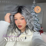 JBEXTENSION NICOLA MONO Monofilament Handmade Wig 6X5 Full Monofilament Hand Tied Top Wig 14 Inches Salt and Pepper Mono Lace Wig Glueless Black Sapphire Wig NICOLA MONO【BENDY EAR TABS】