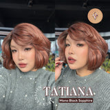 JBEXTENSION 10 Inches Copper Curly Pre-Cut Side Part Snowflake Lace Frontlace Black Sapphire Glueless Wig TATIANA - BLACK SAPPHIRE【BENDY EAR TABS】