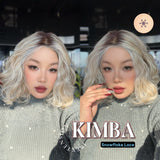 JBEXTENSION 12 Inches Mix Blonde Pre-Cut T Part Snowflake Lace Frontlace Glueless Wig KIMBA【BENDY EAR TABS】