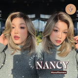 JBEXTENSION NANCY MONO Monofilament Handmade Wig 6X5 Full Monofilament Hand Tied Top Wig 14 Inches Dark Brown Curly Mono Lace Wig Glueless Black Sapphire Wig NANCY MONO - BLACK SAPPHIRE【BENDY EAR TABS】