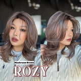 JBEXTENSION 17 Inches Mushroom Brown Curly Women Fashion Full Machine Wig ROZY MUSHROOM BROWN【PLUS PERMATEASE】【BENDY EAR TABS】