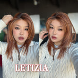 JBEXTENSION 16 Inches Copper with Dark Root Pre-Cut T Part Snowflake Lace Frontlace Glueless Wig LETIZIA【BENDY EAR TABS】