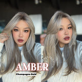 JBEXTENSION 21 Inches Straight Champagne Gold Pre-Cut T Part Snowflake Lace Frontlace Glueless Wig AMBER CHAMPAGNE GOLD【BENDY EAR TABS】
