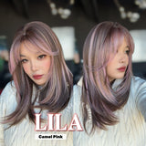 [PRE-ORDER] JBEXTENSION 20 Inches Scalpiana Camel Pink Wolf Cut 3.5X4 Hard Silky Top Natural Scalp Effect Wig With Bangs LILA CAMEL PINK