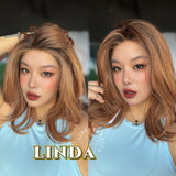 JBEXTENSION 18 Inches Copper Pre-Cut T Part Snowflake Lace Frontlace Glueless Wig LINDA SNOWFLAKE【BENDY EAR TABS】