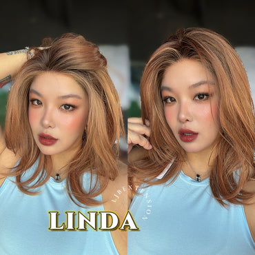 JBEXTENSION 18 Inches Copper Pre-Cut T Part Snowflake Lace Frontlace Glueless Wig LINDA SNOWFLAKE【BENDY EAR TABS】