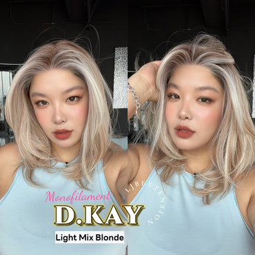 JBEXTENSION D.KAY MONO Partial Monofilament Wig 18 Inches Light Mix Blonde Partial Mono Lace Glueless Women Fashion Wig D.KAY MONO LIGHT MIX BLONDE【BENDY EAR TABS】