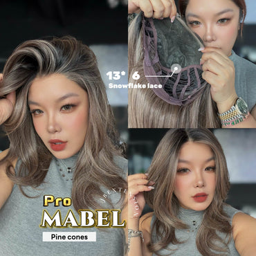 JBEXTENSION 20 Inches Pine Cones Pre-Cut 13X6 Free Part Snowflake Lace Frontlace Glueless Wig MABEL PRO - PINE CONES【BENDY EAR TABS】