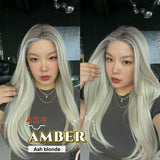 JBEXTENSION 21 Inches Straight Ash Blonde Pre-Cut Arc Snowflake Lace Frontlace Glueless Wig AMBER ASH BLONDE【BENDY EAR TABS】