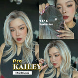JBEXTENSION 20 Inches Mix Blonde Pre-Cut 13X6 Free Part Snowflake Lace Frontlace Glueless Wig KAILEY PRO - MIX BLONDE【BENDY EAR TABS】