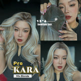 JBEXTENSION 23 Inches Mix Blonde Pre-Cut 13X6 Free Part Snowflake Lace Frontlace Glueless Wig KARA PRO - MIX BLONDE【BENDY EAR TABS】