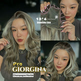 [PRE-ORDER] JBEXTENSION 21 Inches Champagne Marble Curly Pre-Cut 13X6 Free Part Snowflake Lace Frontlace Glueless Wig GIORGINA PRO - CHAMPAGNE MARBLE【BENDY EAR TABS】