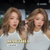JBEXTENSION 17 Inches Wave Caramel Pre-Cut Side Part Snowflake Lace Frontlace Glueless Wig MARTINA CARAMEL【BENDY EAR TABS】