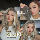 JBEXTENSION 22 Inches Silver Sand Blonde Curly Pre-Cut 13X6 Free Part Snowflake Lace Frontlace Glueless Wig CLAIRE PRO - SILVER SAND BLONDE【BENDY EAR TABS】