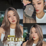 JBEXTENSION SELENE MONO Monofilament Handmade Wig 6X5 Full Monofilament Hand Tied Top Wig 25 Inches Mushroom Brown Mono Lace Wig with Anti-slip Silicone Strips Glueless Wig SELENE MONO - MUSHROOM BROWN【BENDY EAR TABS】