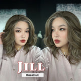 JBEXTENSION 16 Inches Curly Hazelnut Pre-Cut Side Part Snowflake Lace Frontlace Glueless Wig JILL HAZELNUT【BENDY EAR TABS】- M/L
