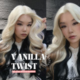 JBEXTENSION 25 Inches Body Wave Light Blonde On The Top Mix Color Pre-Cut Frontlace Glueless Wig VANILLA TWIST