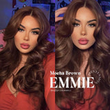Get the look with our Pre-Cut Frontlace Glueless Wig EMMIE MOCHA BROWN