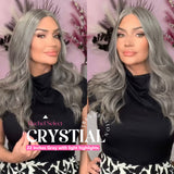 Rachel's Pick-Get - 22 Inches Grey Wave Frontlace Women Wig CRYSTAL