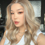 JBEXTENSION IRENE MONO Monofilament Handmade Wig 6X5 Full Monofilament Hand Tied Top Wig 19 Inches Silver Sand Blonde Curly Mono Lace Wig with Anti-slip Silicone Strips Glueless Wig IRENE MONO - SILVER SAND BLONDE【BENDY EAR TABS】