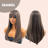 JBEXTENSION 22 Inches Dark Brown With Blonde Highlight Straight Wig ISABEL