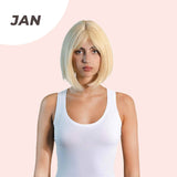 JBEXTENSION 10 Inches Bob Cut Light Blonde With Bangs Wig JAN