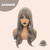 JBEXTENSION 24 Inches Wave Light Grey Wig With Bangs JASMINE