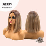 JBEXTENSION 14 Inches Straight Ombre Brown With Dark Root Wig JESSY NO BANGS
