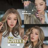 JBEXTENSION 20 Inches Hazelnut Pre-Cut 13X6 Free Part Snowflake Lace Frontlace Glueless Wig KAILEY PRO - HAZELNUT【BENDY EAR TABS】