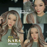 JBEXTENSION 23 Inches Copper Auburn Pre-Cut 13X6 Free Part Snowflake Lace Frontlace Glueless Wig KARA PRO - COPPER AUBURN【BENDY EAR TABS】