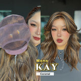 JBEXTENSION KAY MONO Full Monofilament Handmade Full Lace Full Hand Tied Wig 19 Inches Caramel Mono Lace Handmade Futura Fiber Wig with Anti-slip Silicone Strips Glueless Wig KAY MONO - CARAMEL【BENDY EAR TABS】