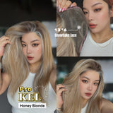 JBEXTENSION 22 Inches Honey Blonde Pre-Cut 13X6 Free Part Snowflake Lace Frontlace Glueless Wig KEL PRO - HONEY BLONDE【BENDY EAR TABS】