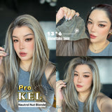 JBEXTENSION 22 Inches Neutral Nut Blonde Pre-Cut 13X6 Free Part Snowflake Lace Frontlace Glueless Wig KEL PRO - NEUTRAL NUT BLONDE【BENDY EAR TABS】