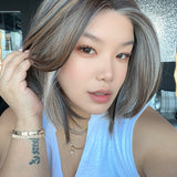 JBEXTENSION 12 Inches Bob Cut Coffee Cream Pre-Cut Arc Snowflake Lace Frontlace Glueless Wig KHLOE ARC - COFFEE CREAM【BENDY EAR TABS】