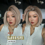 JBEXTENSION 12 Inches Bob Cut Ash Blonde Pre-Cut Arc Snowflake Lace Frontlace Glueless Wig KHLOE ARC - ASH BLONDE【BENDY EAR TABS】