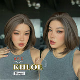JBEXTENSION 12 Inches Bob Cut Brown Pre-Cut Arc Snowflake Lace Frontlace Glueless Wig KHLOE ARC - BROWN【BENDY EAR TABS】