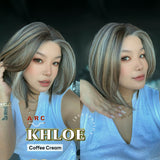 JBEXTENSION 12 Inches Bob Cut Coffee Cream Pre-Cut Arc Snowflake Lace Frontlace Glueless Wig KHLOE ARC - COFFEE CREAM【BENDY EAR TABS】