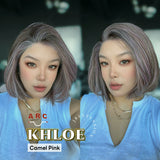 JBEXTENSION 12 Inches Bob Cut Camel Pink Pre-Cut Arc Snowflake Lace Frontlace Glueless Wig KHLOE ARC - CAMEL PINK【BENDY EAR TABS】
