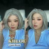 JBEXTENSION 12 Inches Bob Cut Cream Blonde Pre-Cut Arc Snowflake Lace Frontlace Glueless Wig KHLOE ARC - CREAM BLONDE【BENDY EAR TABS】