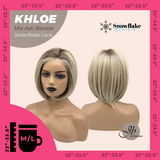 JBEXTENSION 12 Inches Bob Cut Mix Ash Blonde Pre-Cut Snowflake Lace Frontlace Glueless Wig KHLOE MIX ASH BLONDE【PERMATEASE】【BENDY EAR TABS】- M/L