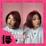 JBEXTENSION 12 Inches Bob Cut Dark Red Pre-Cut Snowflake Lace Frontlace Glueless Wig KHLOE DARK RED【PERMATEASE】【BENDY EAR TABS】- M/L