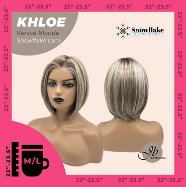 JBEXTENSION 12 Inches Bob Cut Venice Blonde Pre-Cut Snowflake Lace Frontlace Glueless Wig KHLOE VENICE BLONDE【PERMATEASE】【BENDY EAR TABS】- M/L