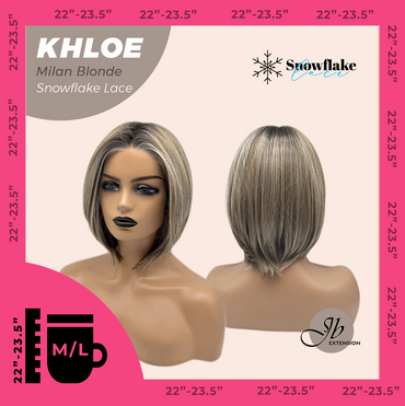 JBEXTENSION 12 Inches Bob Cut Milan Blonde Pre-Cut Snowflake Lace Frontlace Glueless Wig KHLOE MILAN BLONDE【PERMATEASE】【BENDY EAR TABS】- M/L