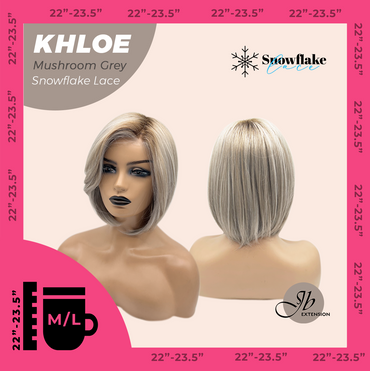 JBEXTENSION 12 Inches Bob Cut Mushroom Grey Pre-Cut Snowflake Lace Frontlace Glueless Wig KHLOE MUSHROOM GREY【PERMATEASE】【BENDY EAR TABS】- M/L